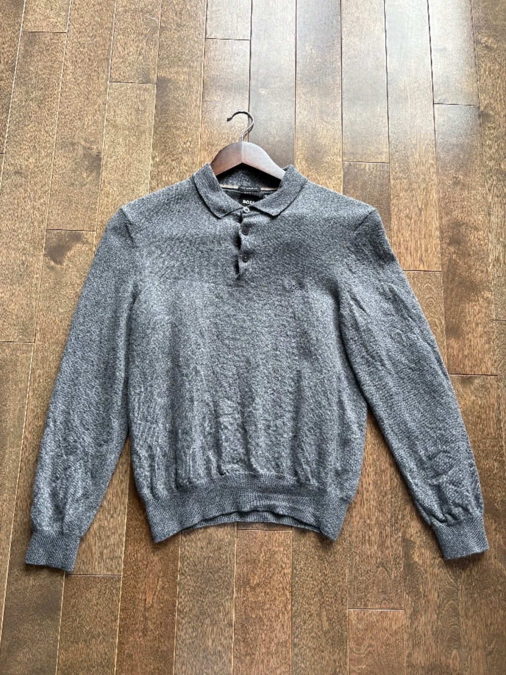 BOSS LONG-SLEEVED POLO SHIRT IN TRACEABLE VIRGIN WOOL